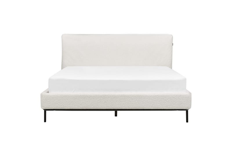 Dubbelsäng Beliani Corio med lamellram Beige-Svart, 140x200 cm White 160x200 - Møbler - Senge - Dobbeltsenge