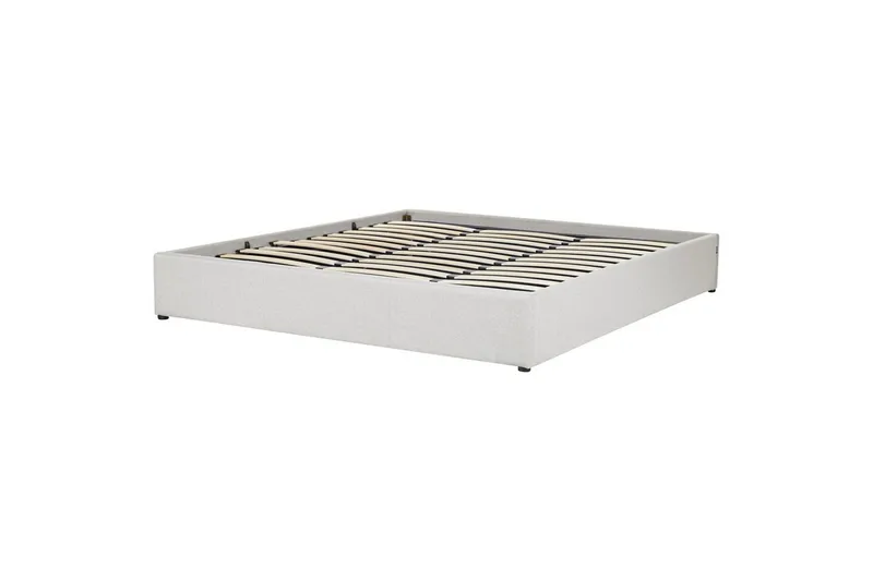 Dubbelsäng Beliani Dinan med lamellram Beige, 160x200 cm Grey 180x200 - Møbler - Senge - Sengeramme & sengestel