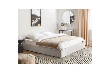 Dubbelsäng Beliani Dinan med lamellram Beige, 160x200 cm Grey 180x200 - Møbler - Senge - Sengeramme & sengestel