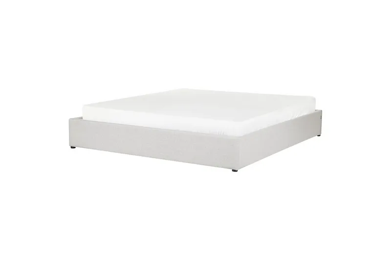 Dubbelsäng Beliani Dinan med lamellram Beige, 160x200 cm Grey 180x200 - Møbler - Senge - Sengeramme & sengestel