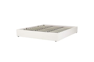 Dubbelsäng Beliani Dinan med lamellram Beige, 160x200 cm White 180x200 - Møbler - Senge - Sengeramme & sengestel