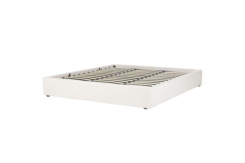 Dubbelsäng Beliani Dinan med lamellram Beige, 160x200 cm White 180x200 - Møbler - Senge - Sengeramme & sengestel