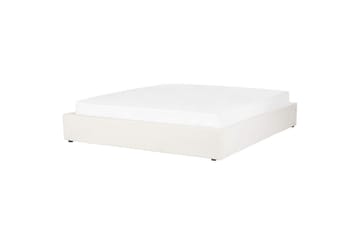 Dubbelsäng Beliani Dinan med lamellram Beige, 160x200 cm White 180x200 - Møbler - Senge - Sengeramme & sengestel