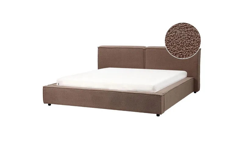 Dubbelsäng Beliani Linards med lamellram Brun-Svart, 160x200 cm Brown 180x200 VALUE_MISSING_2, undefined