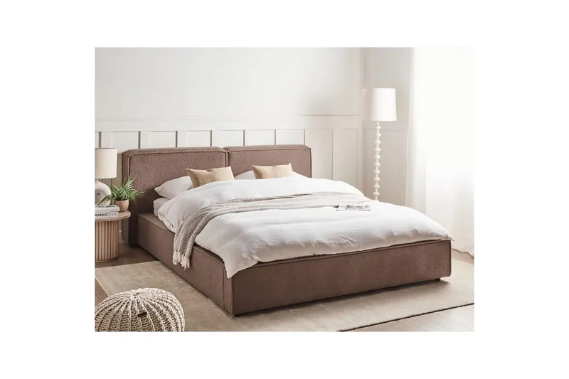 Dubbelsäng Beliani Linards med lamellram Brun-Svart, 160x200 cm Brown 180x200 VALUE_MISSING_2 - Møbler - Senge - Sengeramme & sengestel