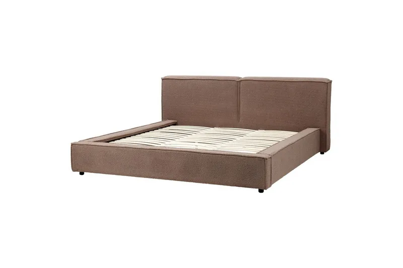 Dubbelsäng Beliani Linards med lamellram Brun-Svart, 160x200 cm Brown 180x200 VALUE_MISSING_2 - Møbler - Senge - Sengeramme & sengestel