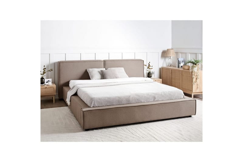 Dubbelsäng Beliani Linards med lamellram Brun-Svart, 160x200 cm Brown 180x200 VALUE_MISSING_4 - Møbler - Senge - Sengeramme & sengestel