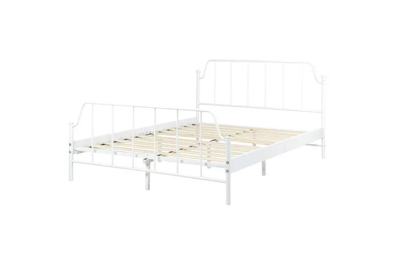 Dubbelsäng Beliani Mauressac med lamellram Svart, 140x200 cm White 140x200 - Møbler - Senge - Sengeramme & sengestel