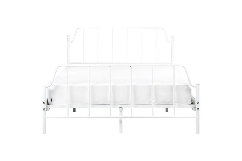 Dubbelsäng Beliani Mauressac med lamellram Svart, 140x200 cm White 140x200 - Møbler - Senge - Sengeramme & sengestel