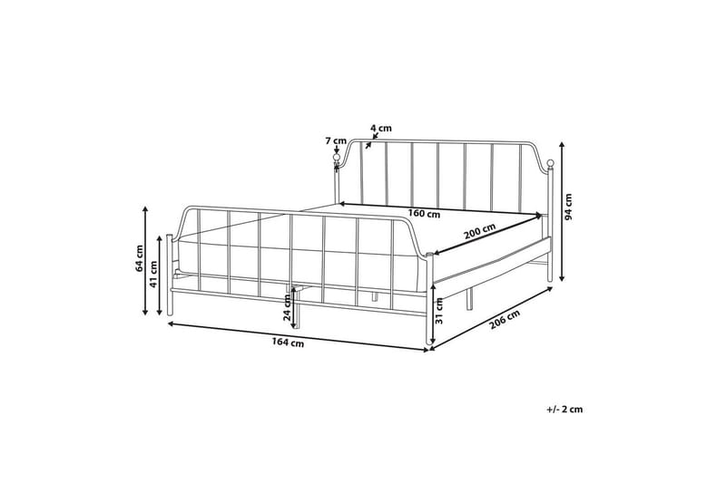 Dubbelsäng Beliani Mauressac med lamellram Svart, 140x200 cm White 160x200 - Møbler - Senge - Sengeramme & sengestel