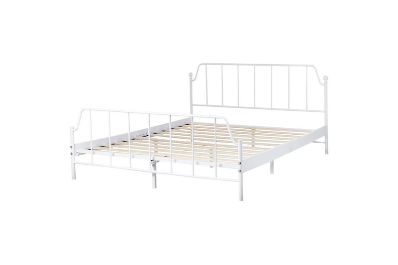 Dubbelsäng Beliani Mauressac med lamellram Svart, 140x200 cm White 160x200 - Møbler - Senge - Sengeramme & sengestel