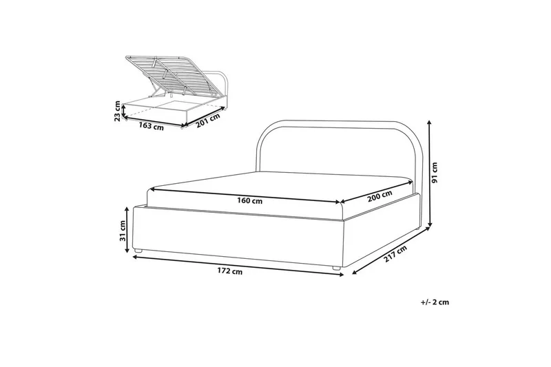 Dubbelsäng Beliani Quillien med förvaring 140x200 cm 160x200 - Møbler - Senge - Seng med opbevaring
