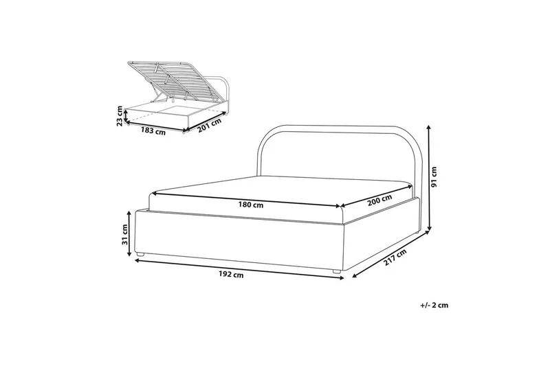 Dubbelsäng Beliani Quillien med förvaring 140x200 cm 180x200 - Møbler - Senge - Seng med opbevaring