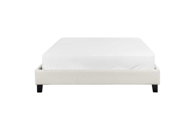 Dubbelsäng Beliani Roanne med lamellram Beige-Mörkt Trä, 140x200 cm, Bouclé Beige 140x200 VALUE_MISSING_1 - Møbler - Senge - Sengeramme & sengestel