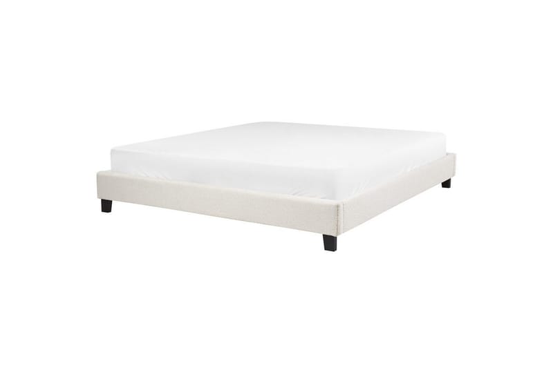 Dubbelsäng Beliani Roanne med lamellram Beige-Mörkt Trä, 140x200 cm, Bouclé Beige 180x200 VALUE_MISSING_6 - Møbler - Senge - Dobbeltsenge