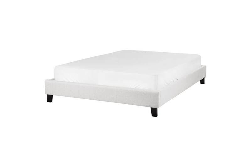 Dubbelsäng Beliani Roanne med lamellram Beige-Mörkt Trä, 140x200 cm, Bouclé Grey 140x200 VALUE_MISSING_5 - Møbler - Senge - Dobbeltsenge