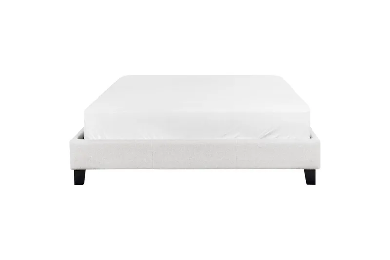 Dubbelsäng Beliani Roanne med lamellram Beige-Mörkt Trä, 140x200 cm, Bouclé Grey 140x200 VALUE_MISSING_5 - Møbler - Senge - Dobbeltsenge