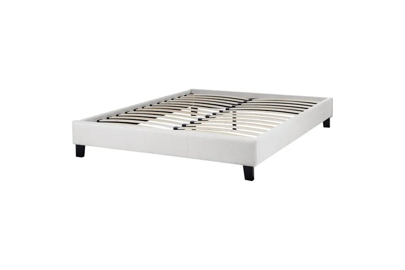 Dubbelsäng Beliani Roanne med lamellram Beige-Mörkt Trä, 140x200 cm, Bouclé Grey 140x200 VALUE_MISSING_5 - Møbler - Senge - Dobbeltsenge