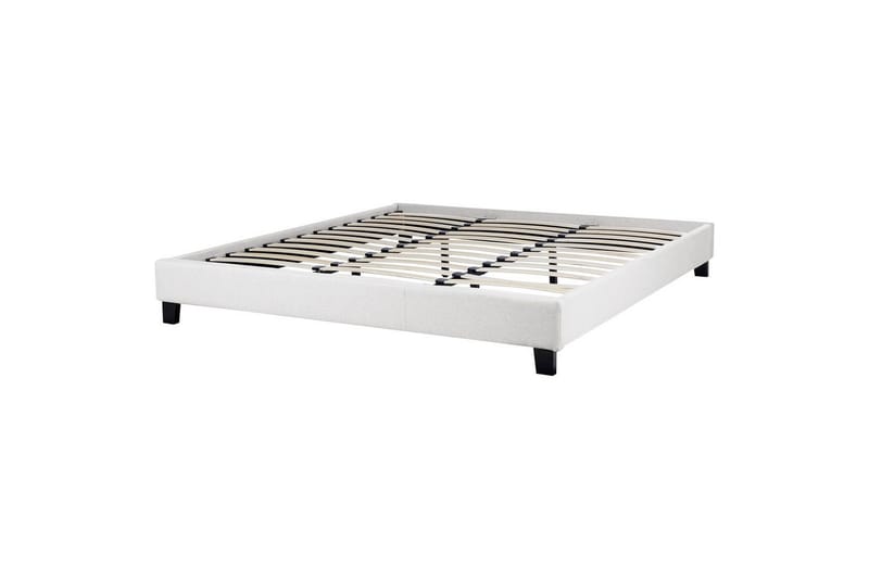 Dubbelsäng Beliani Roanne med lamellram Beige-Mörkt Trä, 140x200 cm, Bouclé Grey 180x200 VALUE_MISSING_3 - Møbler - Senge - Dobbeltsenge