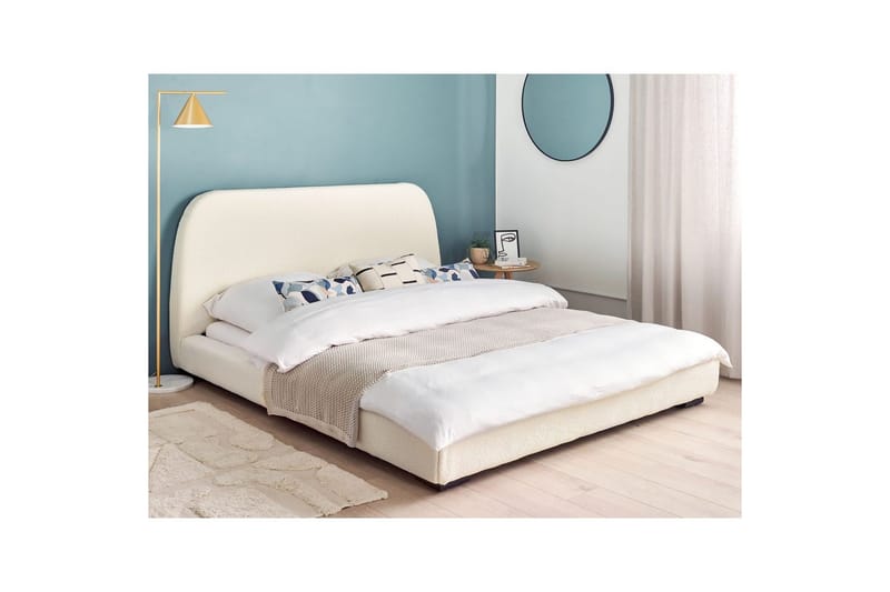 Dubbelsäng Beliani Roisel med lamellram 160x200, Bouclé Beige 160x200 VALUE_MISSING_4 - Møbler - Senge - Dobbeltsenge