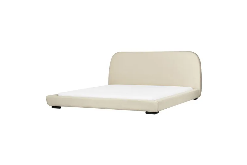 Dubbelsäng Beliani Roisel med lamellram 160x200, Bouclé Beige 180x200 VALUE_MISSING_1 - Møbler - Senge - Sengeramme & sengestel