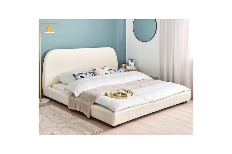 Dubbelsäng Beliani Roisel med lamellram 160x200, Bouclé Beige 180x200 VALUE_MISSING_2 - Møbler - Senge - Dobbeltsenge