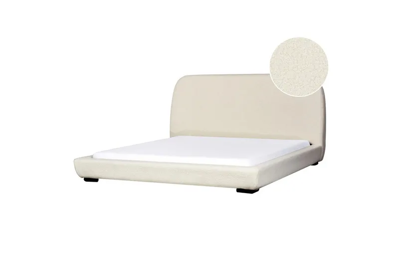 Dubbelsäng Beliani Roisel med lamellram 160x200, Bouclé Beige 180x200 VALUE_MISSING_2, undefined