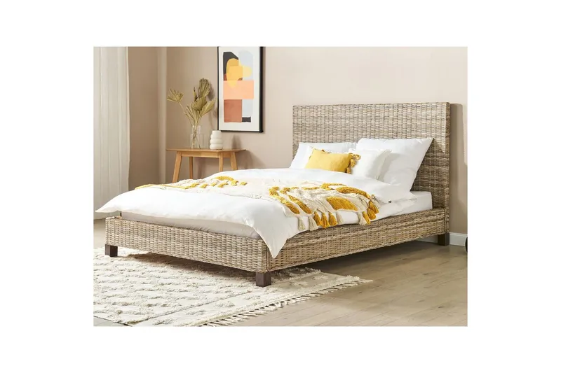 Dubbelsäng Beliani Salbris med lamellram 140x200 cm 160x200 - Møbler - Senge - Sengeramme & sengestel