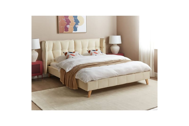 Dubbelsäng Beliani Senlis med lamellram 160x200 cm 160x200 - Møbler - Senge - Sengeramme & sengestel