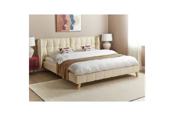 Dubbelsäng Beliani Senlis med lamellram 160x200 cm 180x200 - Møbler - Senge - Sengeramme & sengestel