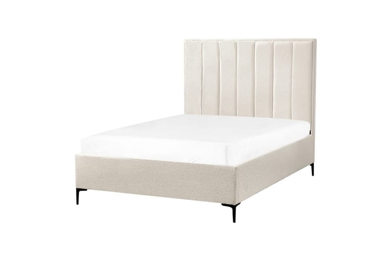 Dubbelsäng Beliani Sezanne med förvaring Beige-Grå-Svart, 140x200 cm White 140x200 - Møbler - Senge - Sengeramme & sengestel
