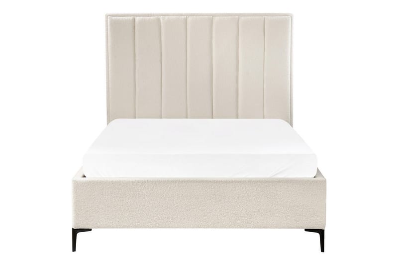 Dubbelsäng Beliani Sezanne med förvaring Beige-Grå-Svart, 140x200 cm White 140x200 - Møbler - Senge - Sengeramme & sengestel