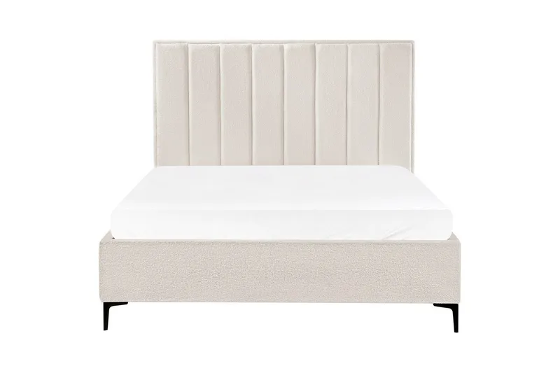 Dubbelsäng Beliani Sezanne med förvaring Beige-Grå-Svart, 140x200 cm White 160x200 - Møbler - Senge - Sengeramme & sengestel