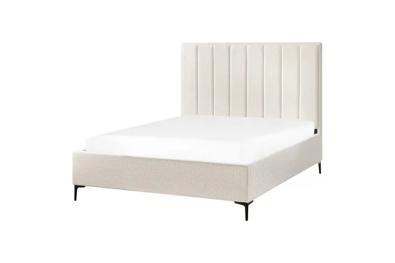 Dubbelsäng Beliani Sezanne med förvaring Beige-Grå-Svart, 140x200 cm White 160x200 - Møbler - Senge - Sengeramme & sengestel