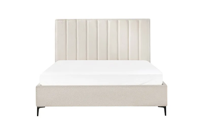 Dubbelsäng Beliani Sezanne med förvaring Beige-Grå-Svart, 140x200 cm White 180x200 - Møbler - Senge - Sengeramme & sengestel
