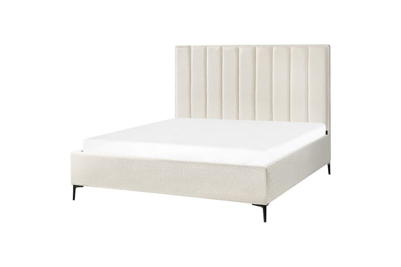 Dubbelsäng Beliani Sezanne med förvaring Beige-Grå-Svart, 140x200 cm White 180x200 - Møbler - Senge - Sengeramme & sengestel