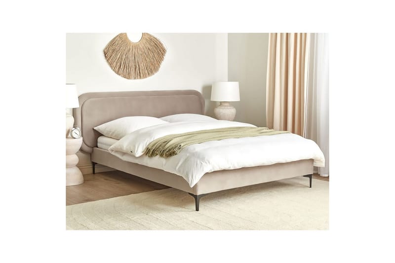Dubbelsäng Beliani Suzette med lamellram Beige, 140x200 cm Beige 140x200 VALUE_MISSING_2 - Møbler - Senge - Sengeramme & sengestel