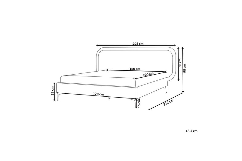 Dubbelsäng Beliani Suzette med lamellram Beige, 140x200 cm Beige 160x200 VALUE_MISSING_3 - Møbler - Senge - Dobbeltsenge