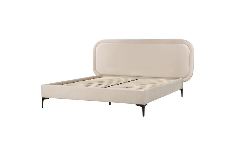 Dubbelsäng Beliani Suzette med lamellram Beige, 140x200 cm Beige 160x200 VALUE_MISSING_3 - Møbler - Senge - Dobbeltsenge