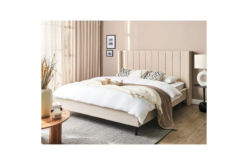 Dubbelsäng Beliani Villette med lamellram 140x200 cm 160x200 - Møbler - Senge - Sengeramme & sengestel