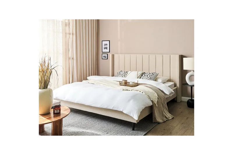 Dubbelsäng Beliani Villette med lamellram 140x200 cm 180x200 - Møbler - Senge - Sengeramme & sengestel