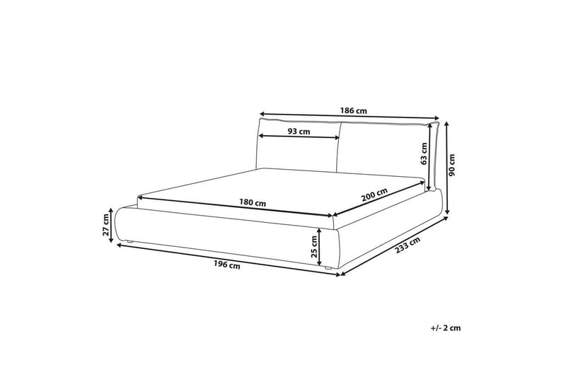Dubbelsäng Beliani Vinay med lamellram Beige, 160x200 cm Beige 180x200 - Møbler - Senge - Sengeramme & sengestel