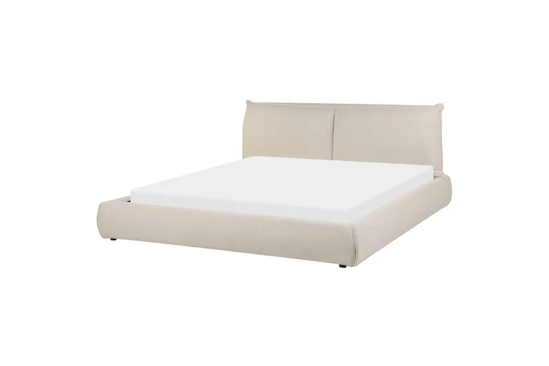 Dubbelsäng Beliani Vinay med lamellram Beige, 160x200 cm Beige 180x200 - Møbler - Senge - Sengeramme & sengestel