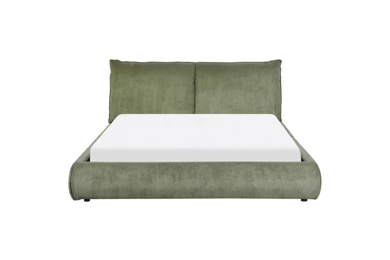 Dubbelsäng Beliani Vinay med lamellram Beige, 160x200 cm Green 160x200 - Møbler - Senge - Dobbeltsenge