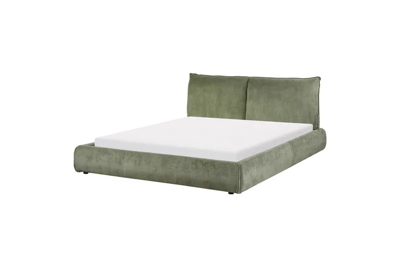 Dubbelsäng Beliani Vinay med lamellram Beige, 160x200 cm Green 160x200 - Møbler - Senge - Dobbeltsenge