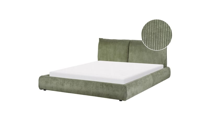 Dubbelsäng Beliani Vinay med lamellram Beige, 160x200 cm Green 160x200 - Møbler - Senge - Dobbeltsenge