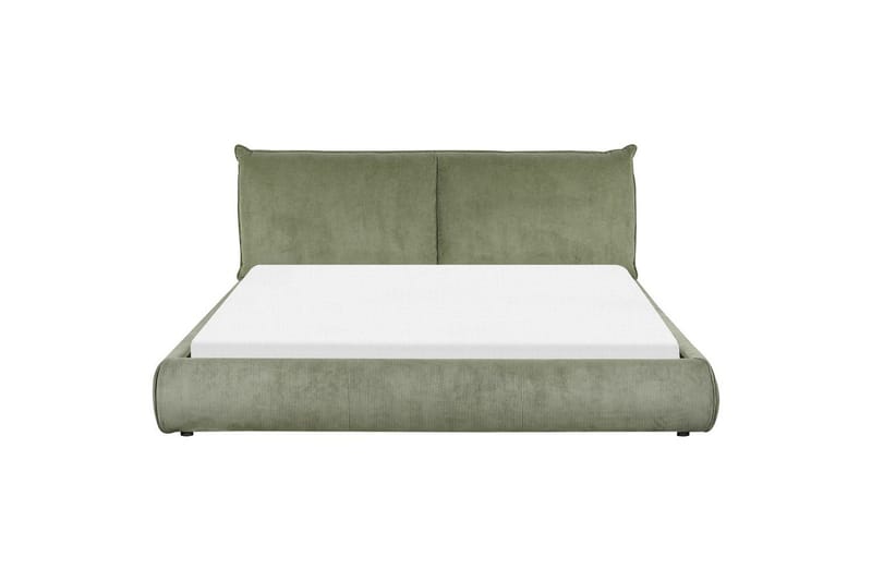 Dubbelsäng Beliani Vinay med lamellram Beige, 160x200 cm Green 180x200 - Møbler - Senge - Dobbeltsenge