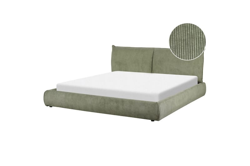 Dubbelsäng Beliani Vinay med lamellram Beige, 160x200 cm Green 180x200 - Møbler - Senge - Dobbeltsenge