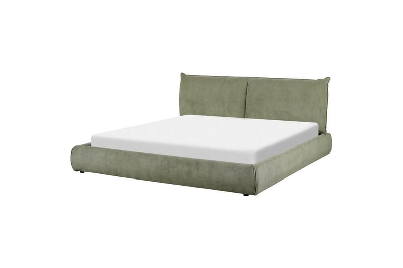 Dubbelsäng Beliani Vinay med lamellram Beige, 160x200 cm Green 180x200 - Møbler - Senge - Dobbeltsenge
