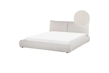 Dubbelsäng Beliani Vinay med lamellram Beige, 160x200 cm Ljusbeige 180x200